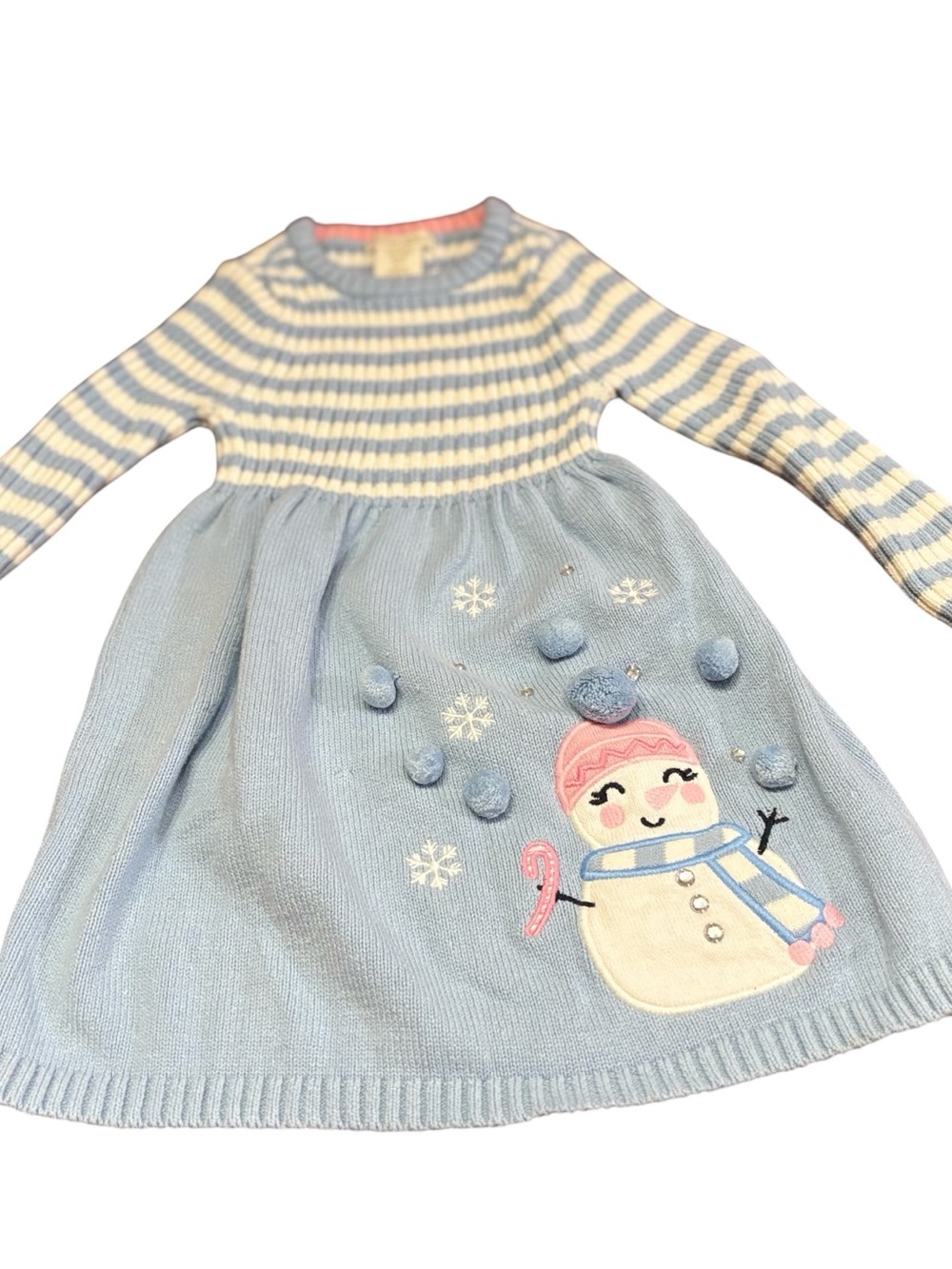 Cynthia Rowley size 4 Lg Blue sweater dress with snowman